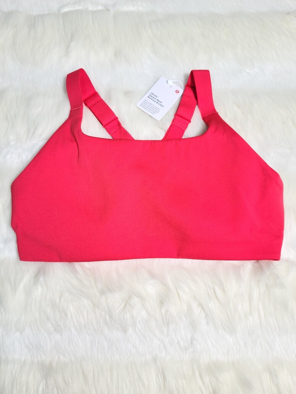 Lululemon Ultralu Squareneck Bra Workout Red Glow Size Medium 8 B/C Cup NEW